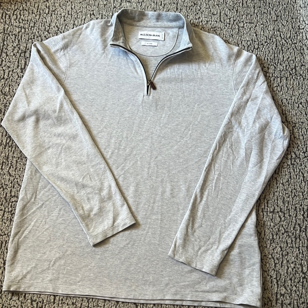 Mizzen+Main Light Gray Quarter-Zip Long Sleeve Shirt